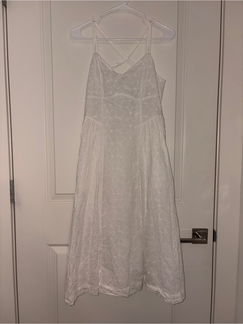 a new day White Eyelet Midi Dress with Spaghetti Straps